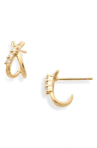Dana Rebecca Designs 14k Yellow Gold Ava Bea X Diamond Huggie Earrings
