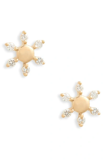 Dana Rebecca Designs Mini Snowflake Diamond Stud Earrings In Yellow Gold