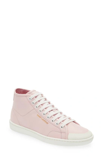 Saint Laurent Court High-top Sneakers With Round Toe In Pink