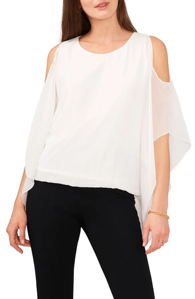 Chaus Cold Shoulder Cape Sleeve Top In Ivory