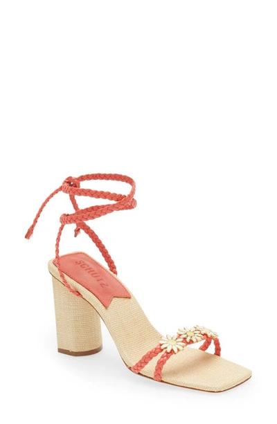 Schutz Hina Ankle Tie Sandal In Red