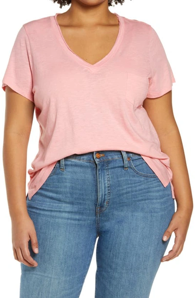 Caslon Short Sleeve V-neck T-shirt In Pink Flamingo