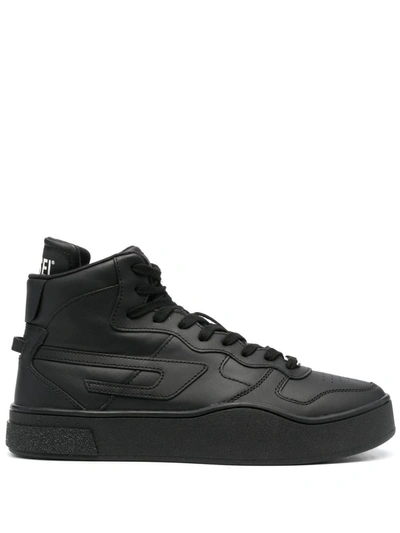 Diesel Branded Heel-counter High-top Sneakers In Black