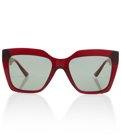 Versace Oversized Greca Sunglasses In Red/green
