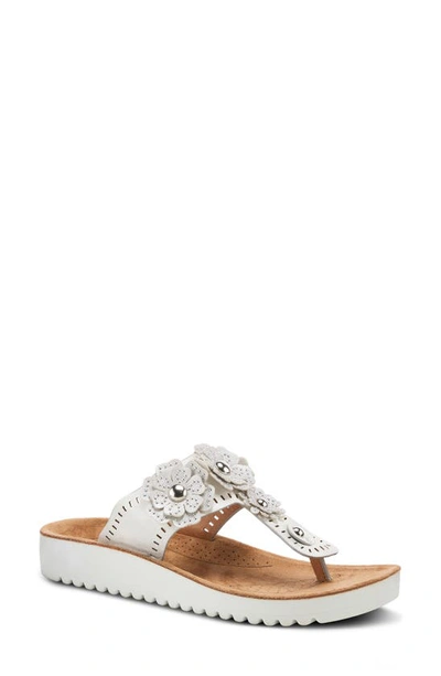Flexus By Spring Step Bayview Floral Appliquè Sandal In Silver