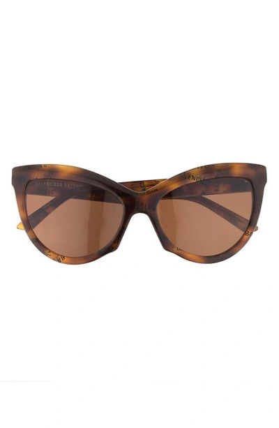 Balenciaga 57mm Cat Eye Sunglasses In Havana Brown