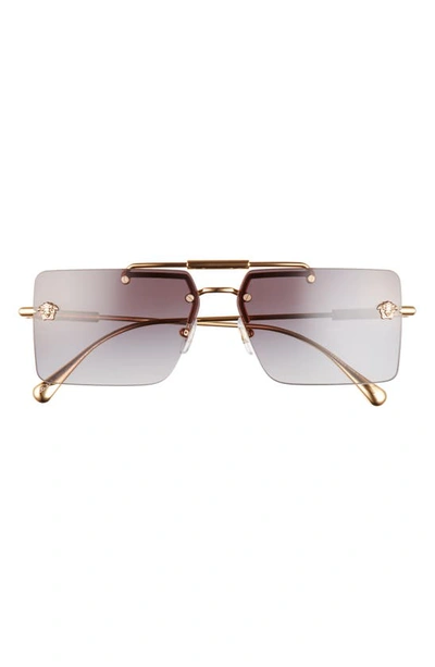 Versace 60mm Rectangular Sunglasses In Gold/gray Gradient