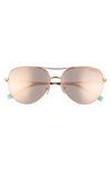 Tiffany & Co 59mm Aviator Sunglasses In Rubedo/ Grey Rose Gold