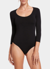 Wolford Tokio 3/4-sleeve Thong Bodysuit In 7005 Black