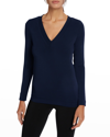 Wolford Aurora V-neck Long-sleeve Top In Admiral