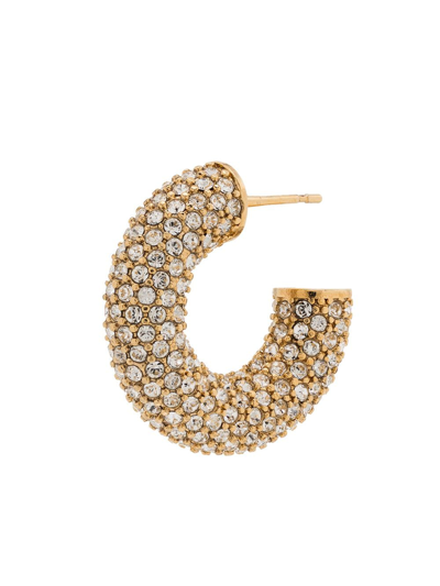 Amina Muaddi Gold Tone Cameron Mini Crystal Hoop Earrings