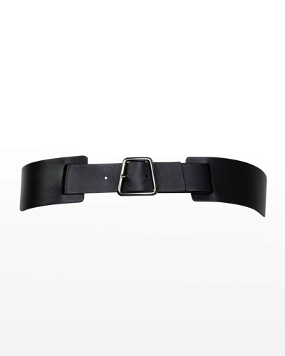 Akris Trapezoid Buckle Leather Belt In 009 Black