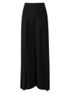 Akris Layered Front-slits Silk Georgette Wide-leg Pants In Black