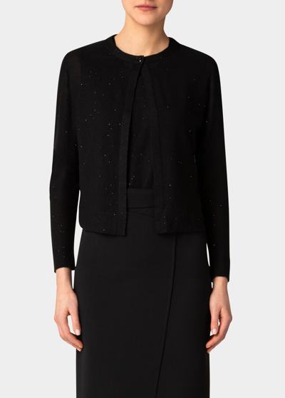 Akris Sequin-embellished Linen Knit Cardigan In Black