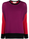 Marni Colorblock Cashmere Sweater In Dry Rose