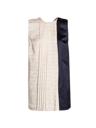 Marni Colorblocked Woven Sleeveless Top In White