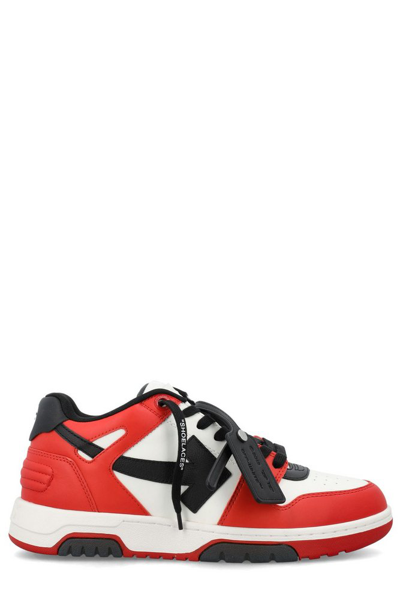 Off-white Out Of Office Panelled Leather Sneakers In Red Black