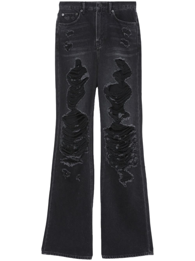 Goen J Distressed Straight-leg Jeans In Black