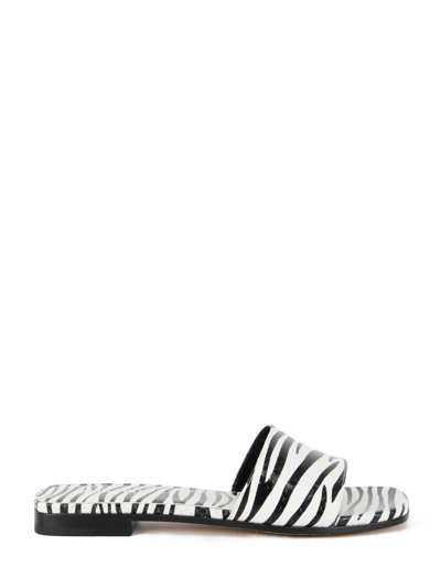 Paris Texas Zebra-print Flat Sandals In White