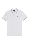 Psycho Bunny Landon Pima Cotton Tipped Regular Fit Polo Shirt In White