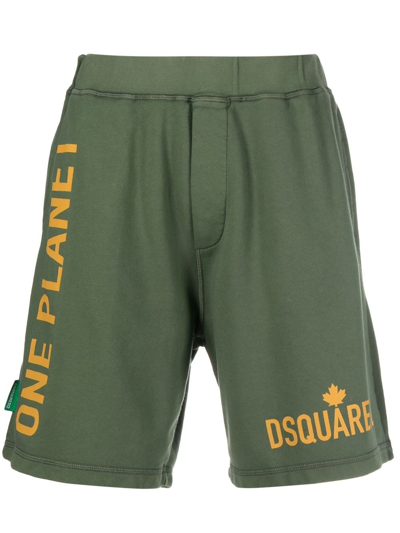 Dsquared2 Logo Print Green Track Shorts