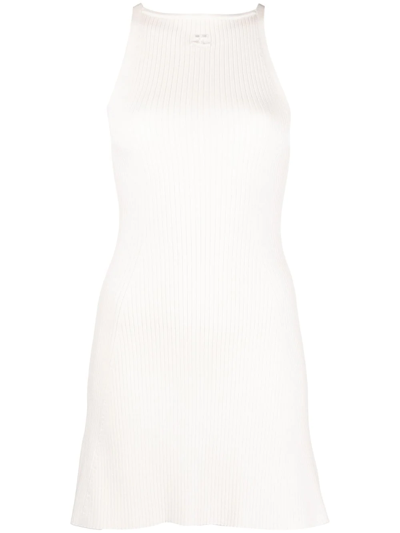 Courrèges Circle Cutout Wool Blend Crepe Minidress In Weiss