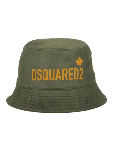 Dsquared2 D-squared2 Man's Green Bucket Hat With  Logo Print