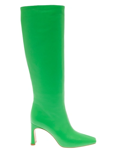 Liu •jo Squared Lh 01 High Heels Boots In Green Leather In Emerald