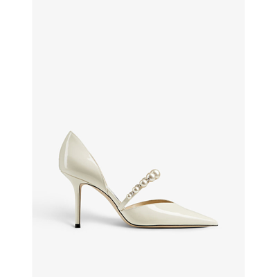 Jimmy Choo Aurelie 85 Patent Leather Pumps In Milk White
