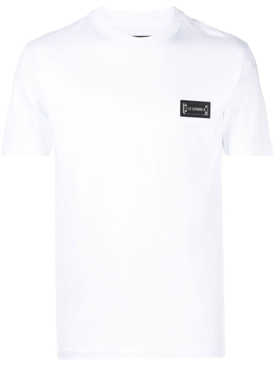 Les Hommes Logo-plaque Cotton T-shirt In White