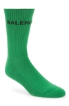 Balenciaga Logo Crew Socks In Green/ Black