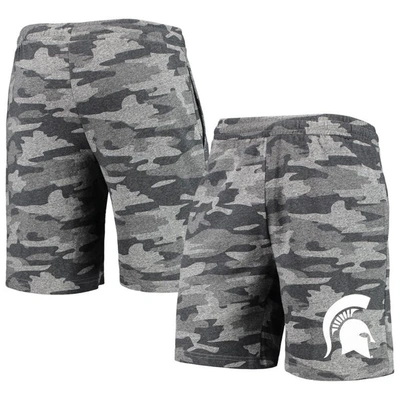 Concepts Sport Men's  Charcoal, Gray Michigan State Spartans Camo Backup Terry Jam Lounge Shorts In Charcoal,gray