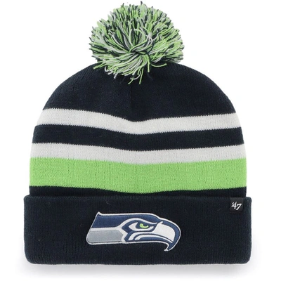 47 ' College Navy Seattle Seahawks State Line Cuffed Knit Hat With Pom