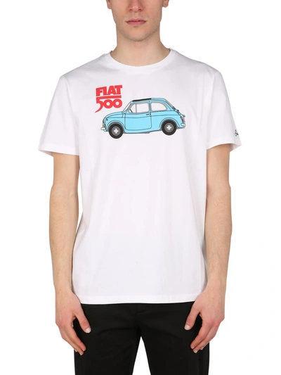 Mc2 Saint Barth Men's Fiat 500 Graphic T-shirt In White