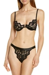 Coquette Bra & High Waist Thong Set In Black