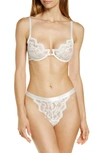 Coquette Bra & High Waist Thong Set In White