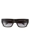 Quay Dollar Sign 55mm Polarized Square Sunglasses In Black / Smoke Polarized