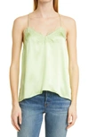 Cami Nyc The Racer Lace Trim Silk Camisole In Neo Mint