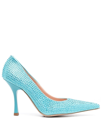 Liu •jo Liu Jo Leonie Hanne Womans Glam Light Blue Satin Pumps With Strass