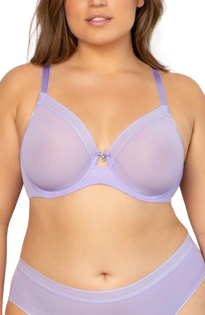 Curvy Couture Full Figure Mesh Underwire Bra In Lavender Mist