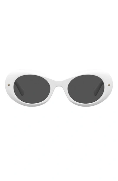 Chiara Ferragni 50mm Round Sunglasses In White/ Grey
