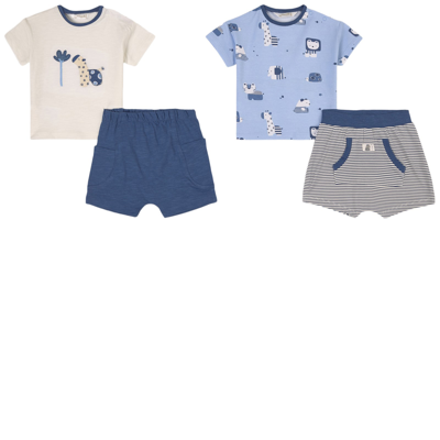 Mayoral Kids' 2-pack T-shirt And Shorts Sets Blue In Grey