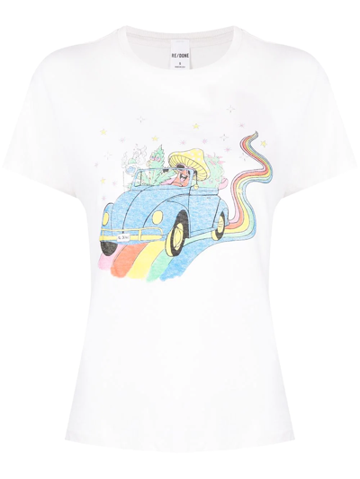 Re/done 'roadtripping' Classic Crewneck T-shirt In White