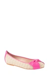 Patricia Green St. Tropez Bow Raffia Flat In Fushcia