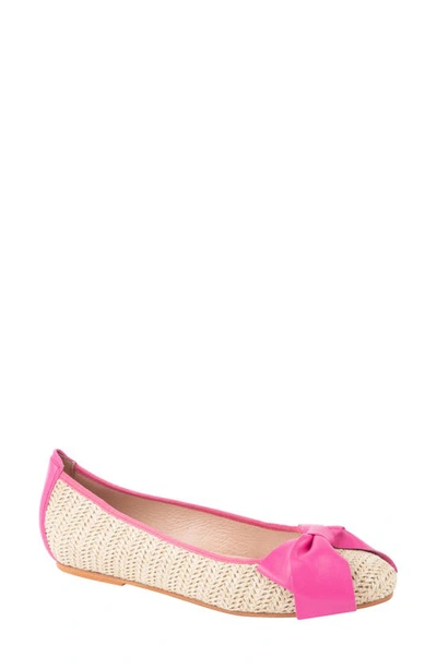 Patricia Green St. Tropez Bow Raffia Flat In Pink/purple