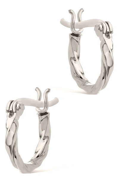 Sterling Forever Simple Twist Hoop Earrings In Silver