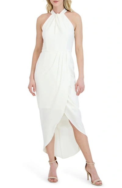 Julia Jordan Knot Neck Halter Dress In Ivory