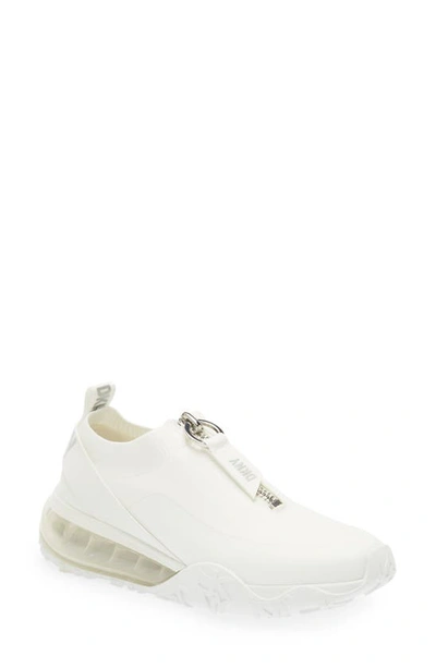 Dkny Kadia Zip-up Sneaker In White/silver