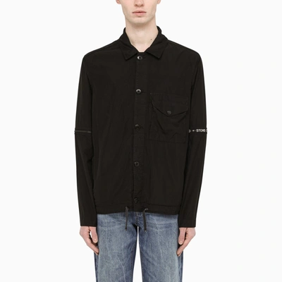 Stone Island 429e1 Cupro And Nylon Shirt Jacket In Black