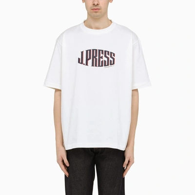 Jpress White Logo-print Crewneck T-shirt